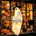 thumbnail image 6 of Light-Up Flying Ghost, Large Hanging Flying Halloween Decor, Floating Witch Ornament Outdoor Indoor Decoration Prop, Halloween Yard Decor for Porch Tree Doorway Party, A, 6 of 6