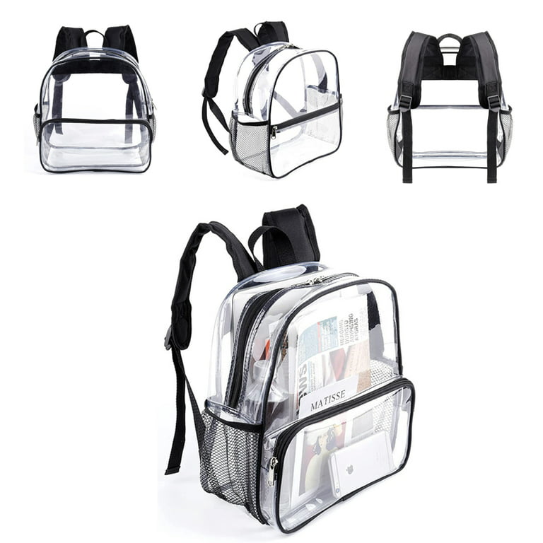 Clear Bag Stadium Approved Clear Backpack, See Through Backpack Small,  Transparent Bookbag for Work, Security Travel & Sporting Event(Black)