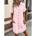 thumbnail image 2 of Zukuco Women's Dress Summer Casual Collar Button Down Short Sleeve Tunic Shirt Dress with Pockets, XXL, 2 of 4