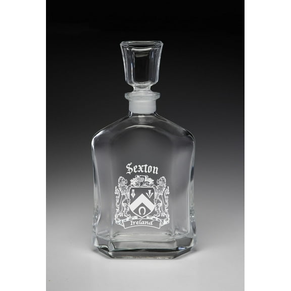 Sexton Irish Coat of Arms Whiskey Decanter (Sand Etched)