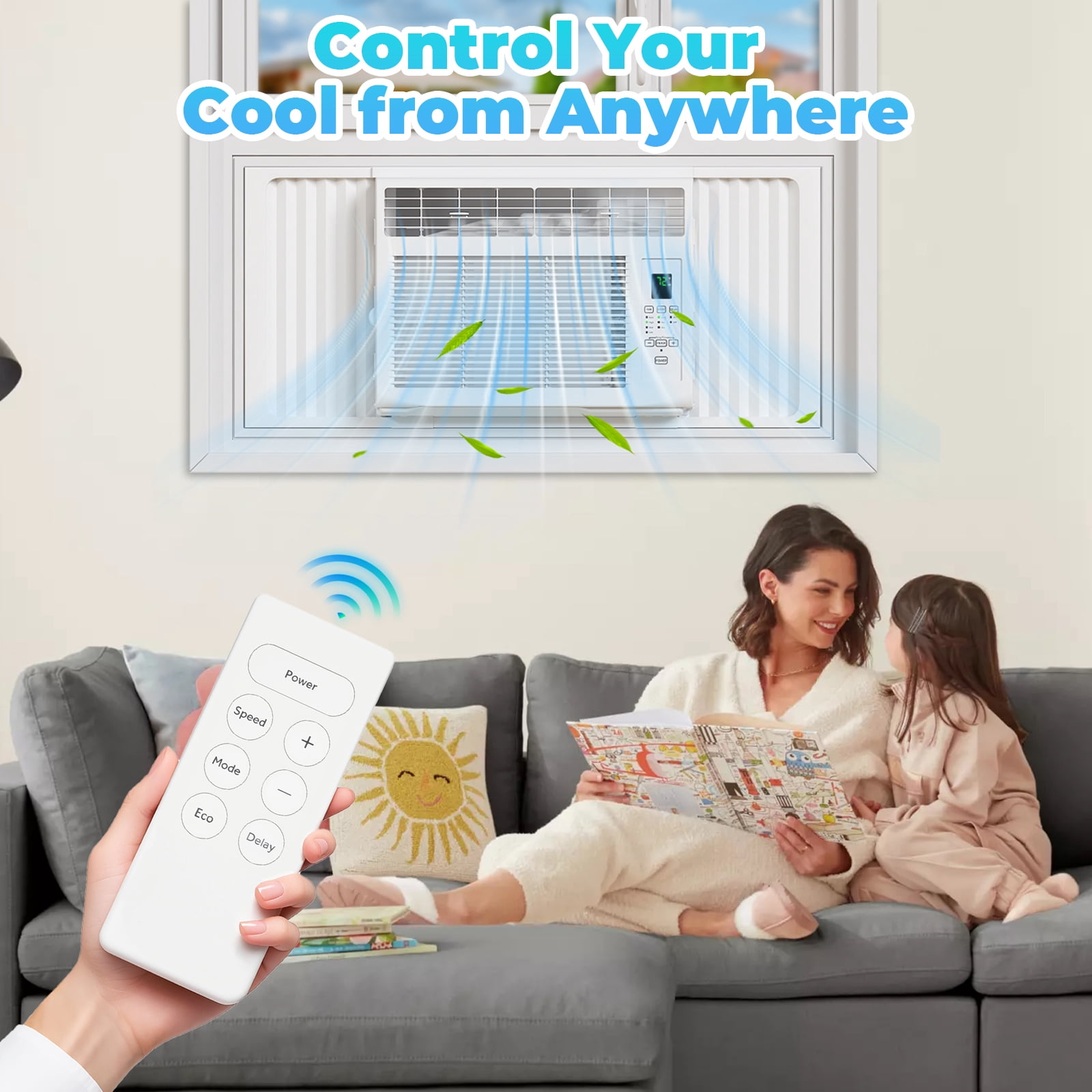 Ktaxon 6000 BTU Window Air Conditioner, 3-in-1 Cool/Fan/Dehumidifier Window AC Unit, Easycool Air Conditioner with Remote Control, Cools up to 250 Sq. Ft., Fits bedroom, study, office