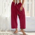 thumbnail image 2 of AherBiu Lounge Pants for Women High Waisted Straight Leg Lightweight Summer Casual Slacks Trousers with Pockets, 2 of 8