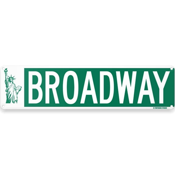 Broadway New York City Theme Street Sign 16" x 4" Tin Wall Decor Big Apple Garage Home Bar Decoration