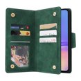 thumbnail image 3 of Allytech Samsung Galaxy A05 Wallet Case with Zipper Pocket, Luxury PU Leather Flip Cover with Card Slots & Wrist Strap, Shockproof Kickstand Magnetic Buckle Protective Case for Women Men, Green, 3 of 15