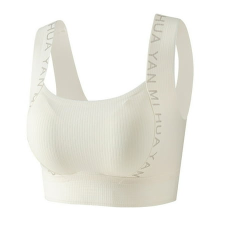YEJIMAN Woman Bra Gathered Shockproof Tube Top Wide Shoulder Strap Vest Back Underwear  White Seamless Underwear For Women  Nylon Spandex Underwear For Women