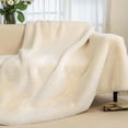 thumbnail image 6 of Eurhowing 71"x91" Fleece Throw Blanket for Couch, Super Soft Cozy Ribbed Blankets, Warm Fluffy Microfiber Bed Sofa Decor Blanket, Off-White, 6 of 10