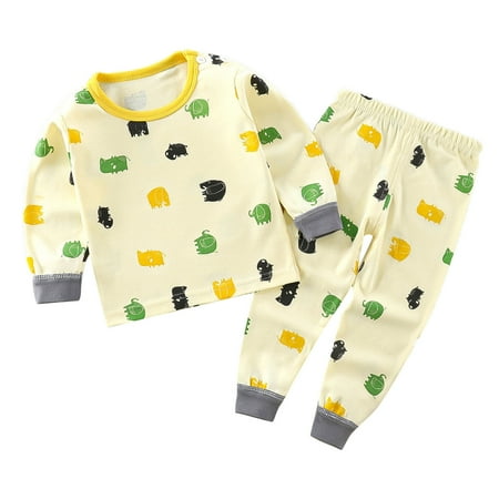 

Elainilye Fashion Toddler Outfits Boys Girls Pajamas Set Loungewear Printed Long Sleeved Home Wear Clothes Suit 3-6 Months