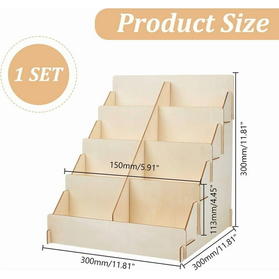 1 Set Wooden Display Stand Greeting Card Display Rack Wood Sticker Display Stand Retail Storage Rack for Counter Tabletop Display Supplies
