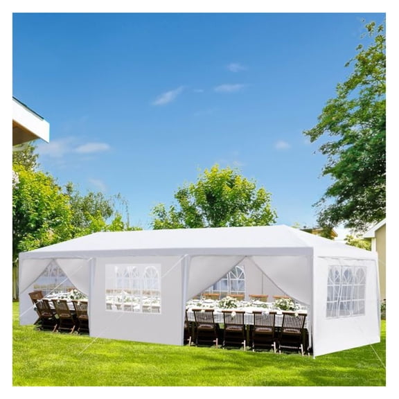 10x30ft Party Tent Outdoor Waterproof Gazebo with 8 Sidewalls White Wedding Canopy