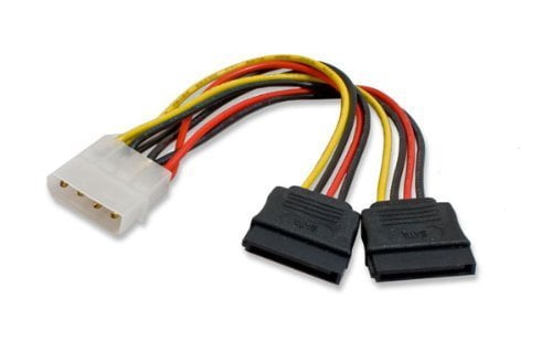 2X 4-Pin IDE Molex to 15-Pin Serial ATA SATA Hard Drive Power Adapter Cable MECA 