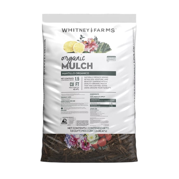 Whitney Farms Organic Mulch, All-Purpose Mulch for Use in Garden Beds, 1.5 cu. ft.