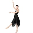 thumbnail image 4 of IBTOM CASTLE Women Lyrical Dance Dress Modern Contemporary Ballet Dancewear Spaghetti Strap Chiffon Flowy Dress XL Black, 4 of 8