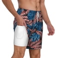 thumbnail image 3 of Picia Tropical Leaves pattern Mens Swim Trunks with Compression Liner Stretch Beach Shorts Quick Dry with Zipper Pockets No-Chafing Board Shorts-Large, 3 of 9