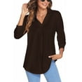 thumbnail image 4 of Sexy Dance Top de mujer con manga 3/4 y blusa holgada con cuello en V, 4 of 7