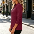 thumbnail image 7 of Jinhomg Womens 1/4 Half Zip Sweatshirts Striped Knitted Tunic Casual Crew Neck Pullover Long Sleeve Lightweight Textured Solid Fall Tops Red,L, 7 of 7