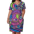 thumbnail image 3 of Vestido psicodélico cruzado con bolsos, estilo hippie, retro, estilo Peace Love Flower Power Dove, vestidos de verano para mujer 2025, ropa estética., 3 of 7
