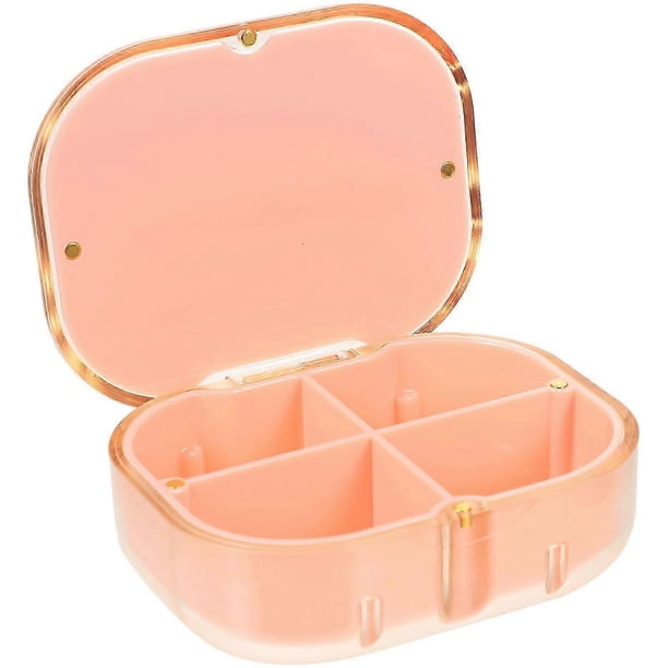 Medicines Storage Box Portable Tablet Sealed Medicine Supply Pink 8.5X6.5X3CM Moisture-Proof 1Pcs