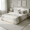 White Boucle King, variant on JUYG Queen Bouclé Winged Bed Frame with Enclosed Wood Base, White
