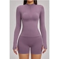 thumbnail image 3 of Top-kevin 2 Piece Seamless Ribbed Workout Sets With Zip Up Jacket High Waisted Gym Yoga Leggings, 3 of 6