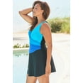 thumbnail image 3 of Swim 365 Women's Plus Size Colorblock Fit-And-Flare Swim Dress, 3 of 3