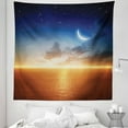 thumbnail image 1 of Scenery Tapestry, Sunset Sky with Moon and Stars Horizon Scenery Fantasy View Art Print, Fabric Wall Hanging Decor for Bedroom Living Room Dorm, 5 Sizes, Navy Yellow Orange, by Ambesonne, 1 of 1