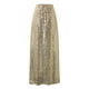 thumbnail image 5 of Falda larga con lentejuelas doradas para mujer: cintura elástica, corte ajustado, largo hasta el suelo. Elegante falda brillante para fiestas y eventos festivos., 5 of 8