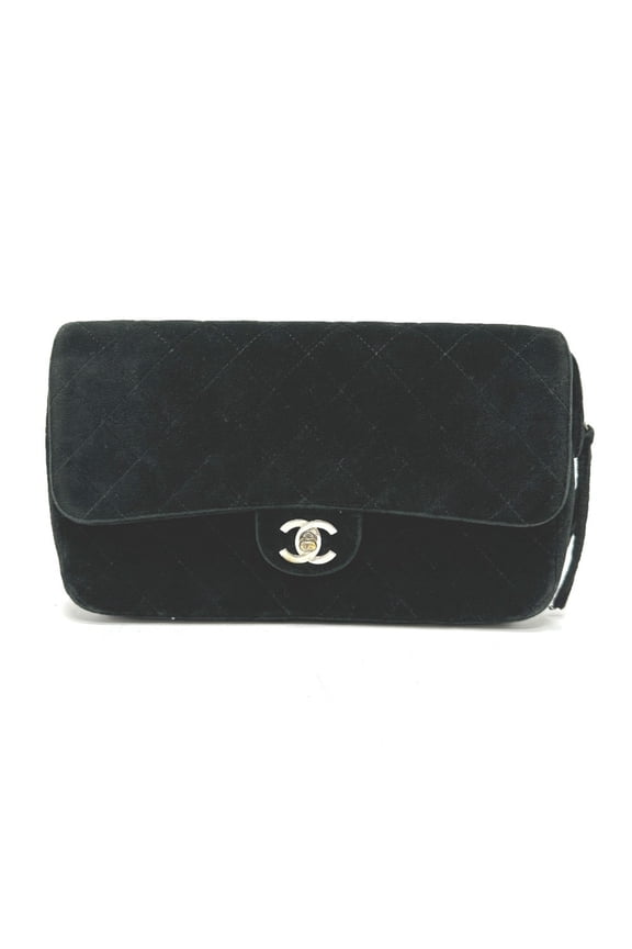 Pre-Owned CHANEL Matelasse Chain Backpack, Velour, Women's, Black (Good)