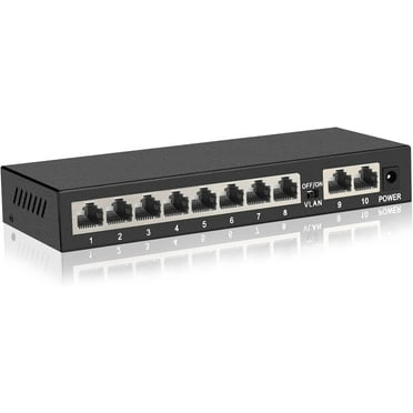 10 Port Gigabit Switch, 8 Gigabit Ports   2 Gigabit Uplink Ports, Unmanaged Ethernet Switch, Internet Switch