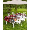 thumbnail image 3 of Red Plaid Snowman Balls Christmas Outdoor Tablecloth - 54x80 Inch Rectangle Dining Table Cover, Xmas Tree Snowflake Waterproof Outdoor Table Cloth with Umbrella Hole & Zipper for Picnic, 3 of 5