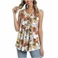 thumbnail image 2 of Summer Sale sovlvnd Womens Over Size Loose Comfy Tee Blouse Women's Summer Casual Sleeveless Blouse Crewneck Tops Floral Printed T-Shirt Vest For Women Leggings Pleated Blouse, 2 of 6