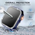 thumbnail image 5 of Hard PC Case with Tempered Glass Screen Protector for Apple Watch SE, Overall Protective Case for iWatch 42mm, Bling Diamond Protector Compatible with Series 3 2/1 42mm Blue, 5 of 5