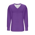 thumbnail image 2 of HAiming Womens Plus Size Shirt Casual Loose Long Sleeve V Neck Solid Color Side Split Basic Trendy Tops Fall Clothes, 2 of 4
