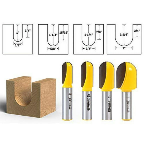 Yonico 14461 4 Bit Core Box Router Bit Set 1/2-Inch Shank