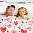 thumbnail image 4 of Love Valentine Throw Blanket, Boho Hearts Designed Super Soft and Warm Fleece Blanket, Red and White Hearts Fuzzy Soft Throw Blanket for Couch Bed Sofa, 40" x 50", 4 of 6