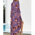 thumbnail image 3 of Womens Floral Maxi Dress Casual Deep V Neck Long Sleeve Long Evening Dress Cocktail Party Wedding Dresses, 3 of 4