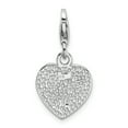 thumbnail image 3 of Amore La Vita  Sterling Silver Rhodium-plated Polished with Red CZ LOVE Heart Charm with Lobster Clasp, 3 of 3