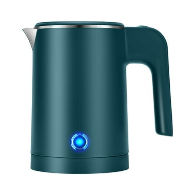 Small Electric Kettle Stainless Steel, 0.6L Portable Travel Kettle with Double Wall Construction, Mini Hot Water Boiler Heater, Electric Tea Kettle for Business Trip, Camping, Travel, Office (Green)