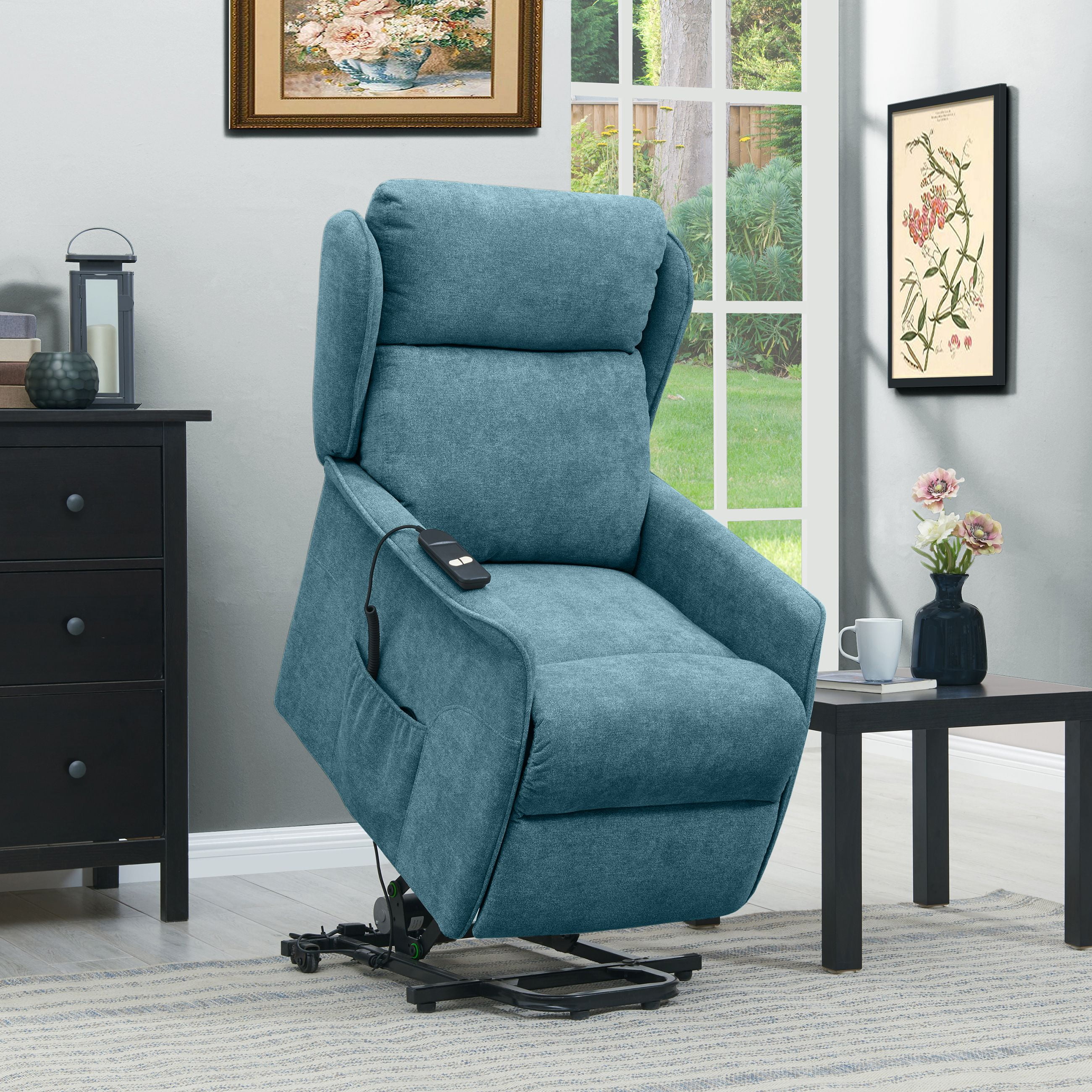 Homesvale Classic Wingback Power Recline and Lift Chair in Chenille