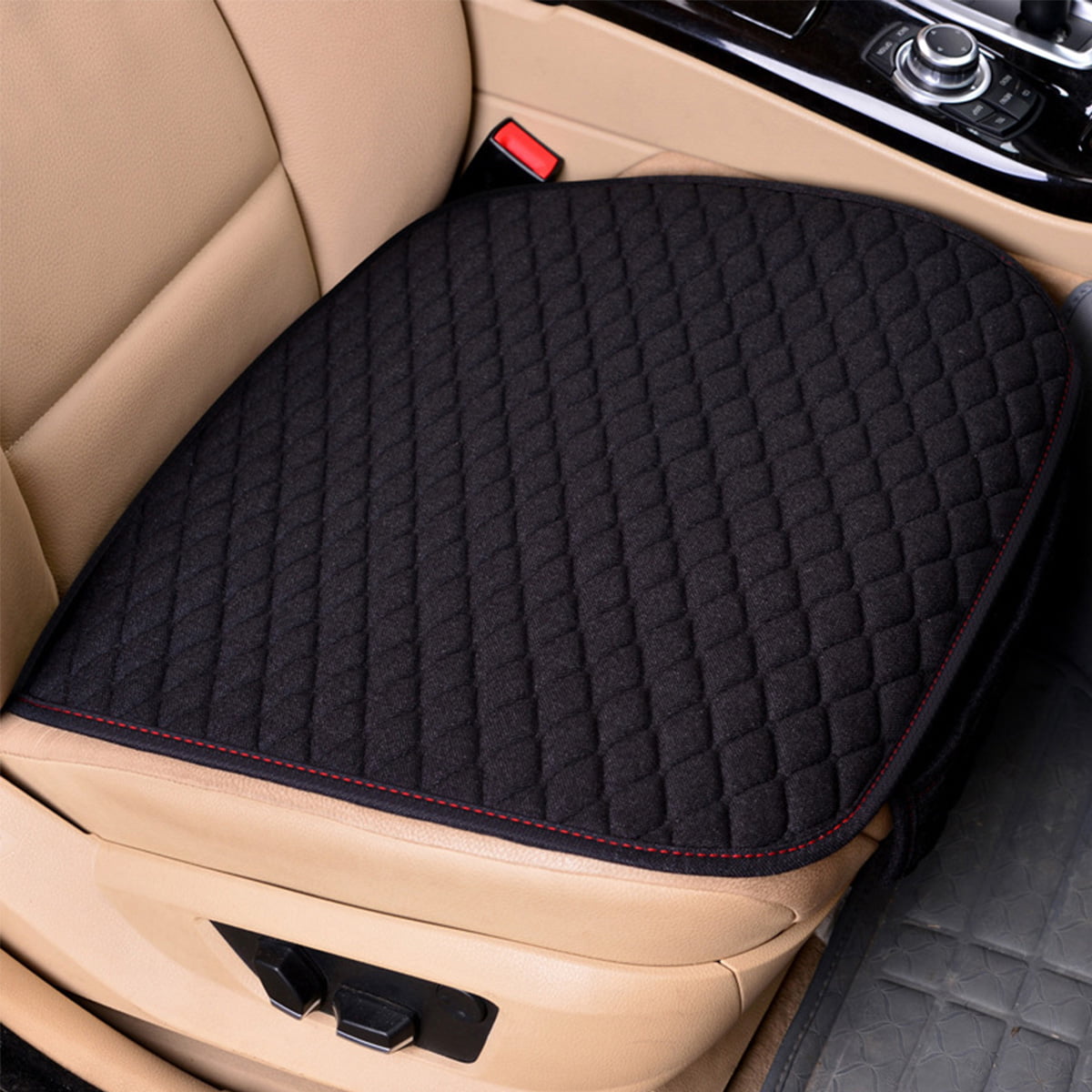 Car Seat Cushion Cover Linen Fabric Front Rear Flax Breathable Protector Mat Pad