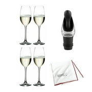 Riedel Ouverture Champagne Glass (4-Pack) with Wine Pourer and Polishing Cloth