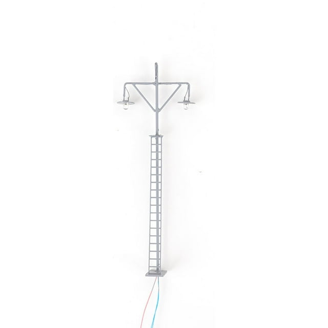 Model Railway Light Warm White Modes Miniature Mini LED Lamppost Yard Micro Two-Heads Park Lamps Sand Table Layout Decorations Gray(White Light)