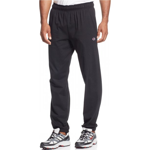 Champion Jersey Casual Jogger Pantalones para Hombre, Negro, Pequeño Champion Persona que practica jogging