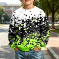 thumbnail image 2 of RUTAYY Boys Crewneck Sweatshirt Splash Camo Graphic Long Sleeve Warm Daily Casual Outing Pullover, Light Green, 2 of 4
