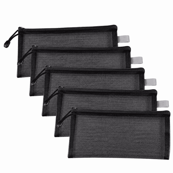 Konghyp 5Pcs Pencil Case, Portable Mesh Storage Pouch, Stain Resistant, Versatile Organizer for Office and Home, Lightweight Transparent Design, Ideal for Stationery and Supplies