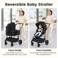 thumbnail image 3 of INFANS 2 in 1 Baby Stroller, Convertible Stroller with Bassinet Reversible Seat Adjustable Backrest Canopy One Hand Fold, Compact Toddler Pushchair for Kids Infants Newborns 0-36 Months, 3 of 9