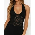thumbnail image 3 of Womens Halter Neck Sleeveless Going Out Y2K Trendy Lace Cropped Tank Tops, 3 of 6