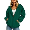 thumbnail image 2 of Xdegoge Womens Zip Up Hoodies Casual Long Sleeve Athletic Drawstring Fleece Relaxed Fit Workout Track Jackets with Pockets for Running Activewear, 2 of 8
