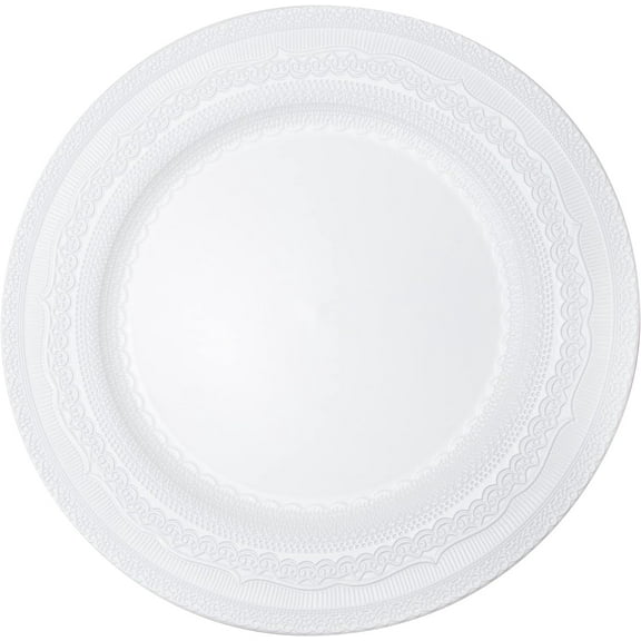 Simply Elegant Eyelet Plastic Charger Plate | Service Plate for Parties, Dinner, Weddings, Quinceaneras and Events | 13 inch Diameter | White | Set of 12