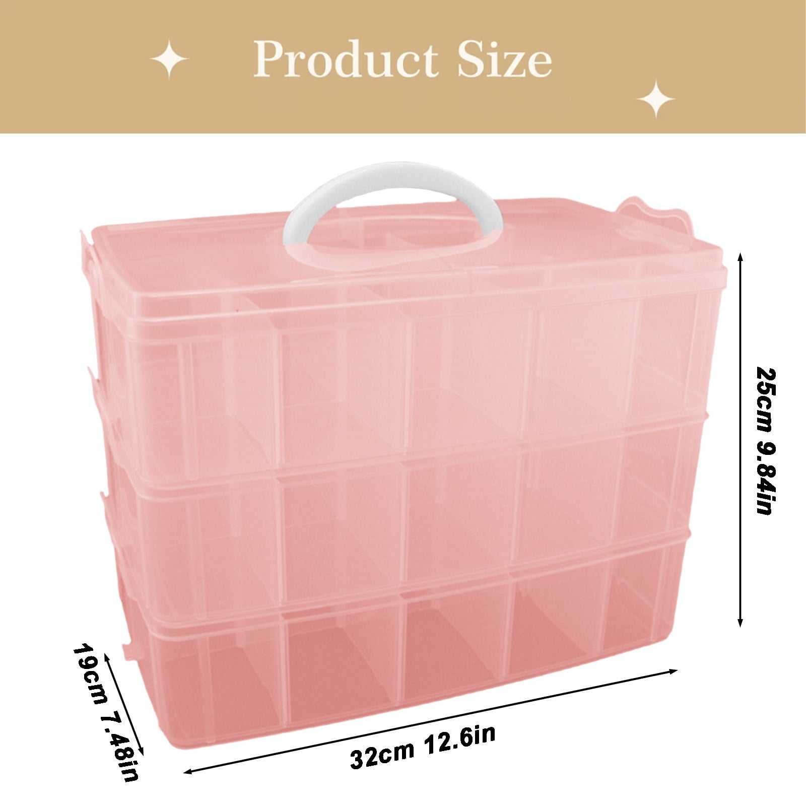 Clear Plastic Storage Box, Bead & Jewelry Organizer for Craft Supplies, Portable DIY Art Supply Organizer for Beads, Buttons, Thread, Sewing Kit, Small Parts