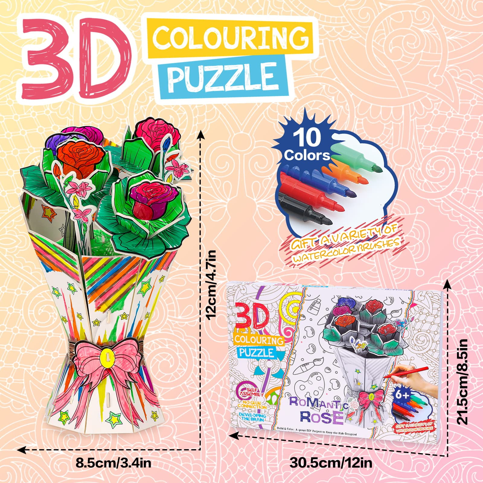 Arts and Crafts for Kids Age 7-8-9-10 3D Coloring Puzzles Set for Kids,Kids  Creativity Toys Gift Travel Activity for Boys Girls Age 8-12 Craft Kits for  6-7-8 Year Old Girls DIY Educational